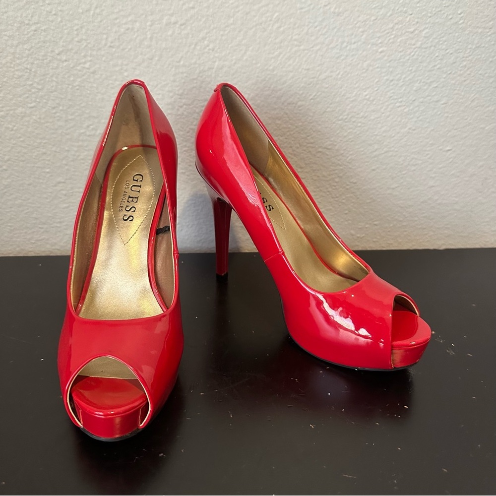 Guess Red Faux Leather High Heels